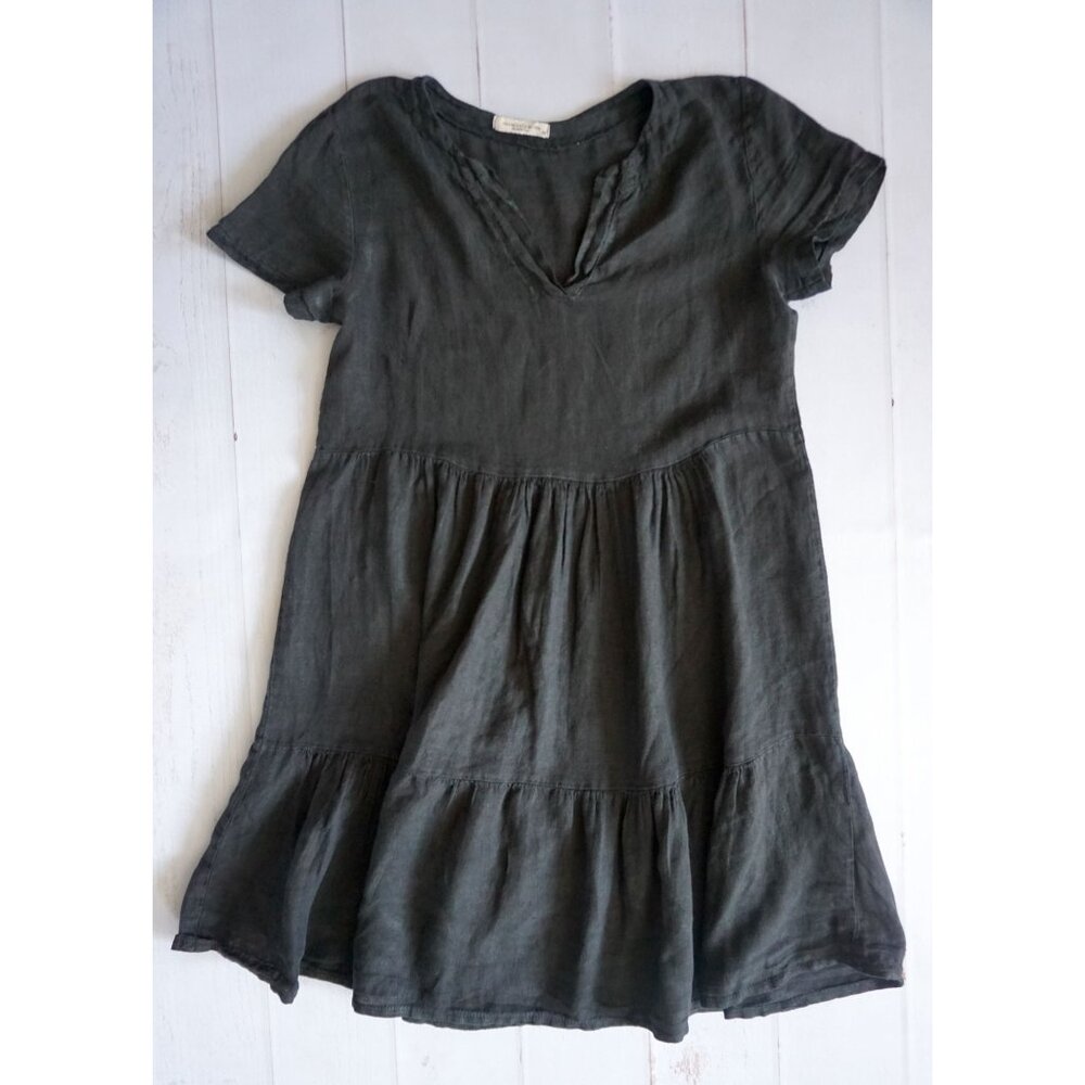 Francesca Bettini Made In Italy Black Linen Dress, Size XS